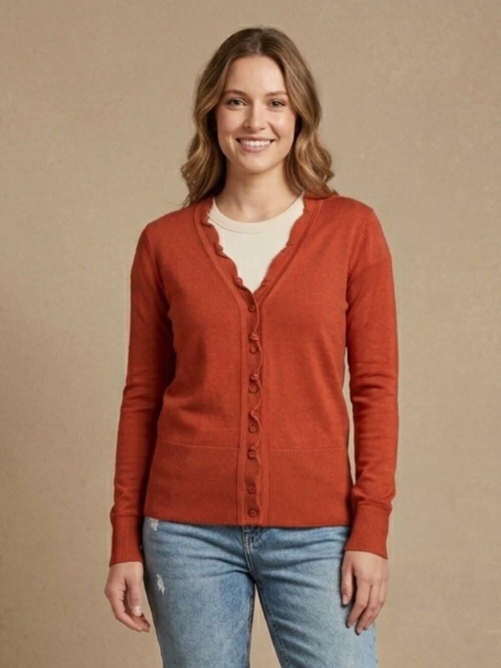 Cleo Cardigan with Ruffled Edge